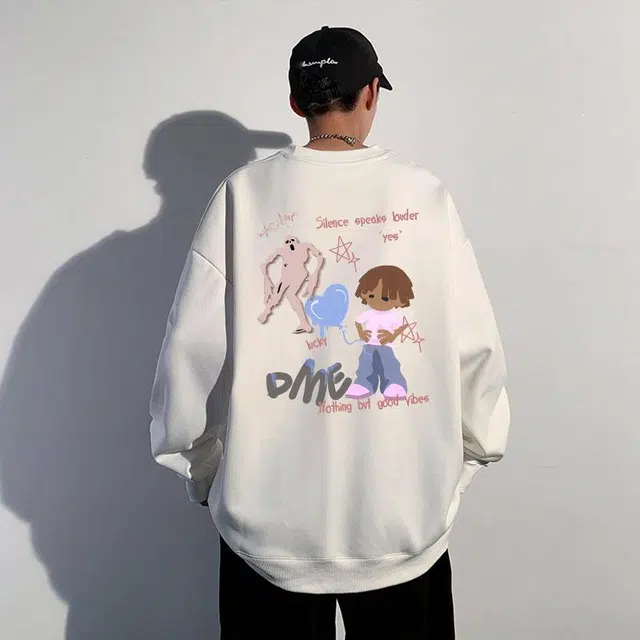 【dme】 潮流个性图案字母印花韩版宽松长袖卫衣 男女同款