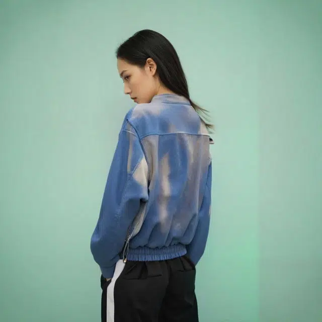 雅鹿 美式复古纯色飞行运动休闲宽松防风立领机车长袖拉链皮质夹克外套 男女同款