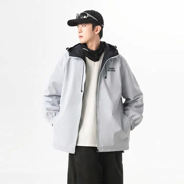 雅鹿 简约学院风百搭休闲宽松运动连帽防水透气落肩飞行员教练夹克外套 男女同款