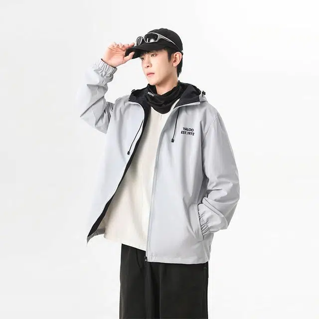 雅鹿 简约学院风百搭休闲宽松运动连帽防水透气落肩飞行员教练夹克外套 男女同款