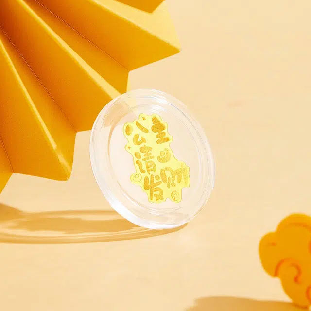 老凤祥 【公主请发财】招财富贵金币新中式手机贴 投资收藏储蓄纯金 足金 按克计价 黄金摆件 男女同款情侣款