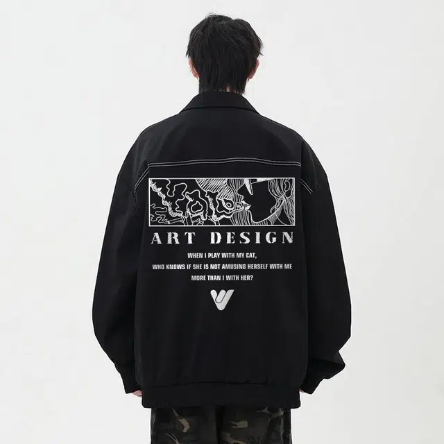雅鹿 美式复古工装日常通勤翻领拉链简约百搭时尚休闲宽松纯色落肩长袖夹克外套 男女同款