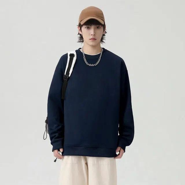 【dme】 百搭简约美式重磅宽松休闲纯色长袖卫衣 男女同款