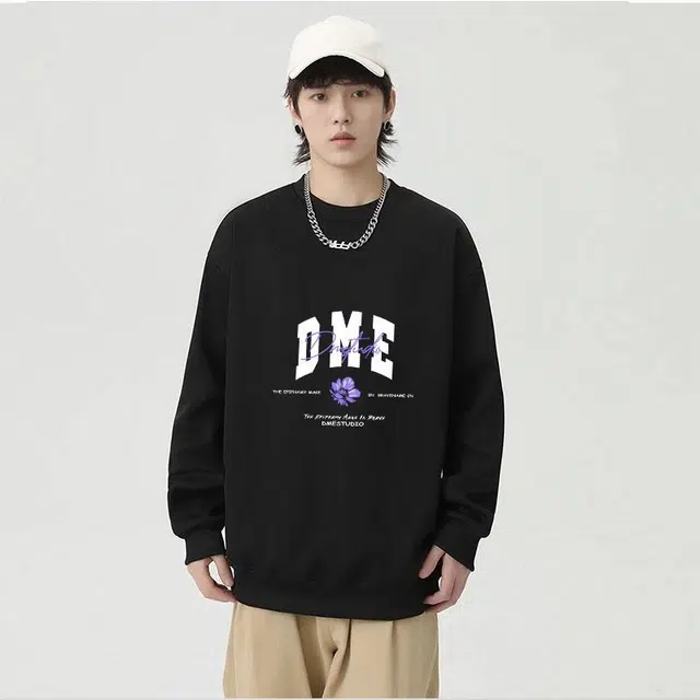 【dme】 百搭简约美式重磅宽松休闲纯色长袖卫衣 男女同款