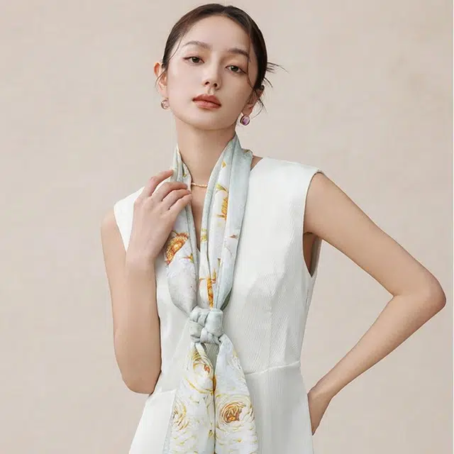 上海故事 花开成景花罗印花长巾 桑蚕丝 披肩 女款