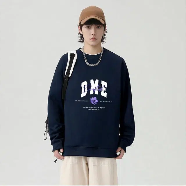 【dme】 百搭简约美式重磅宽松休闲纯色长袖卫衣 男女同款
