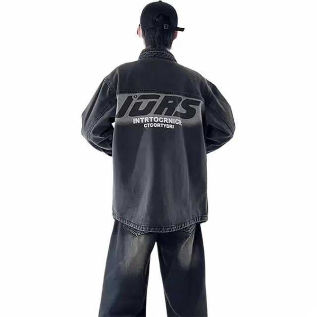 雅鹿 美式嘻哈日系复古基础款简约高级设计感工装大口袋水洗做旧休闲高街学院风百搭宽松翻领港风夹克外套 男女同款