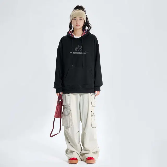 依文 美式高街复古字母卫衣 男女同款