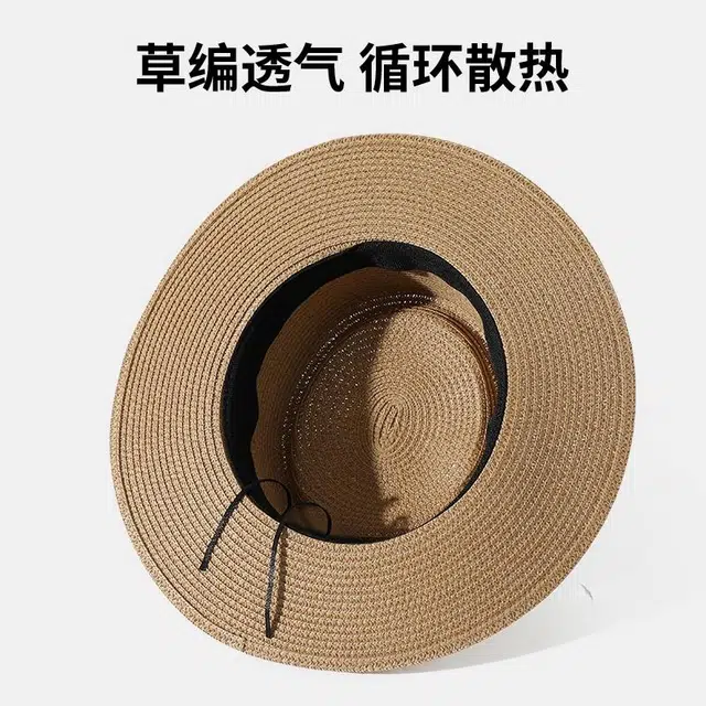 俞兆林 沙滩海边度假遮阳 法式平顶太阳帽 透气宽帽檐显脸小 聚酯纤维 渔夫帽 女款