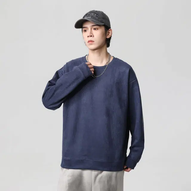 快鱼 日系简约学生党好物基础款多巴胺系列休闲套头纯色百搭亲肤舒适落肩保暖百搭麂皮绒圆领套头卫衣 男女同款