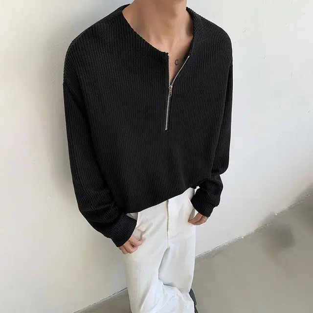 物质公式 美式高街复古韩系港风痞帅潮流慵懒风圆领半拉链设计感宽松内搭外穿舒适日常百搭休闲长袖衬衫 男女同款
