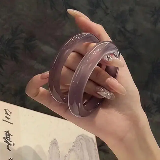 兰慕茵诺 素圈显白葡萄冻 新中式国潮韵味美人镯 一步一响古风精致素雅气质#好运 玉髓 玉石手镯 女款