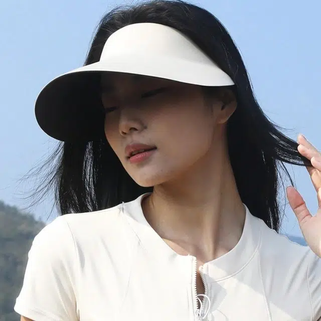 钓鱼熊 防紫外线可折叠空顶帽 锦纶 防晒帽 男女同款情侣款