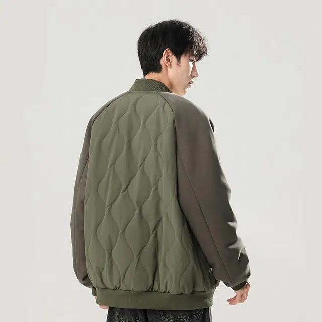 雅鹿 运动简约波浪车线插件棒球领宽松保暖学院风长袖拉链夹克外套 男女同款