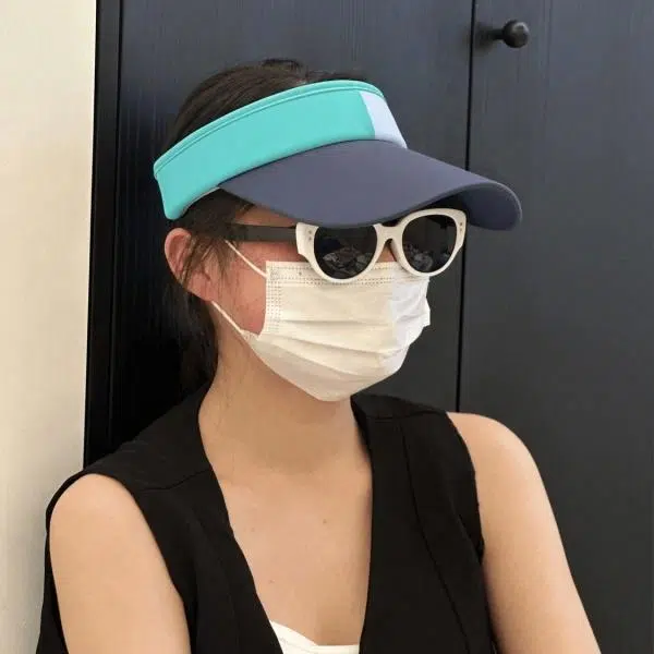 钓鱼熊 夏季新款速干空顶帽户外运动亲子拼色网球帽海边潮 冰丝 防晒帽 女款