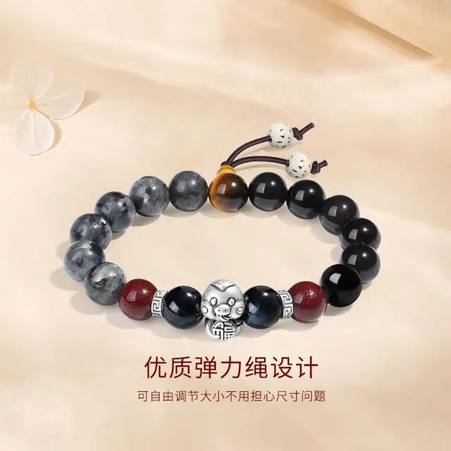 【S999足银】 金师傅 福蛇 本命年蛇来运转新中式国潮复古气质简约百搭小众高级#好运 黑曜石 手串 男女同款情侣款