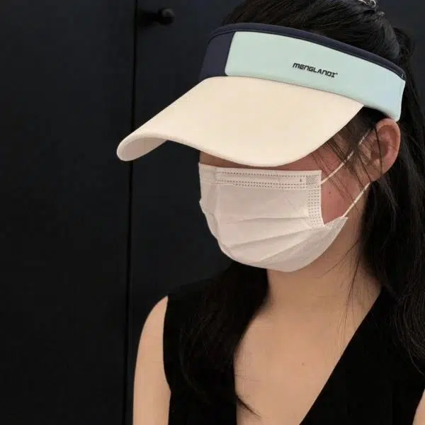 钓鱼熊 夏季新款速干空顶帽户外运动亲子拼色网球帽海边潮 冰丝 防晒帽 女款