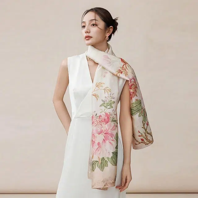 上海故事 绮绣牡丹  礼盒装 桑蚕丝 披肩 女款