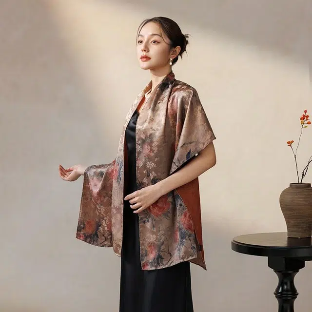 上海故事 【专柜同款】如梦令香云纱真丝长巾礼盒装 披肩 女款