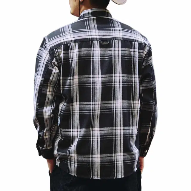 格蓝鹿 宽松翻领纯色休闲长袖衬衫 男款