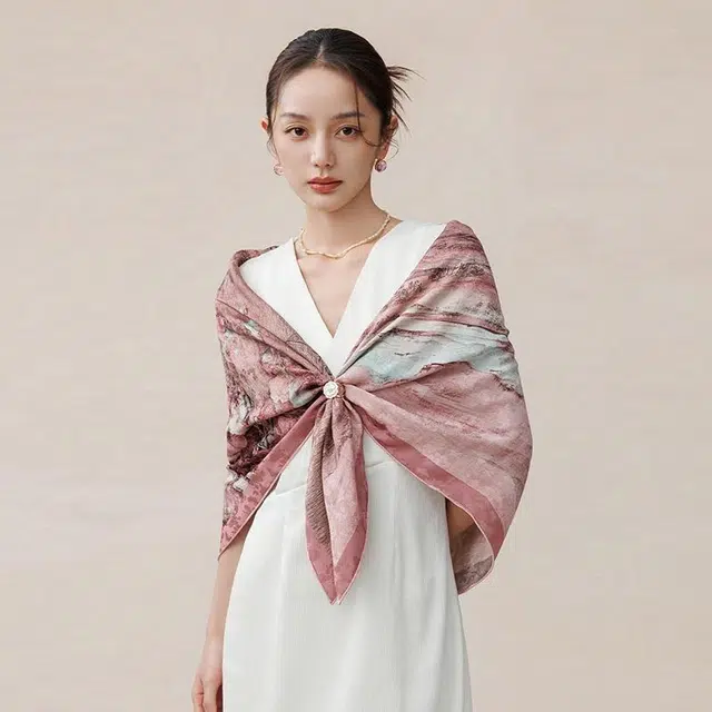 上海故事 【专柜同款】万象更新花罗真丝印花大方巾礼盒装 披肩 女款