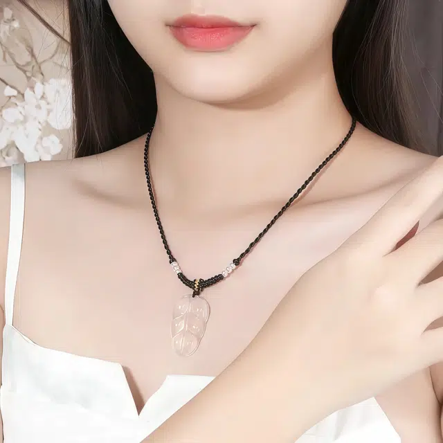 帝苏行 金枝玉叶吊坠 新中式国潮 吉祥如意平安顺遂 简约小众设计 玉髓 项链 女款