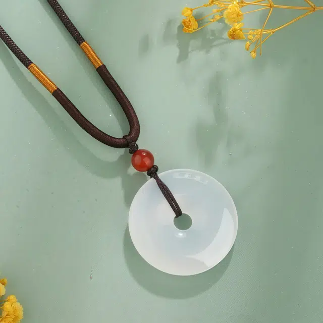 【晶莹剔透】 帝苏行 顺遂平安扣 新中式国潮 吉祥如意平安顺遂 简约小众设计 玉髓 项链 女款