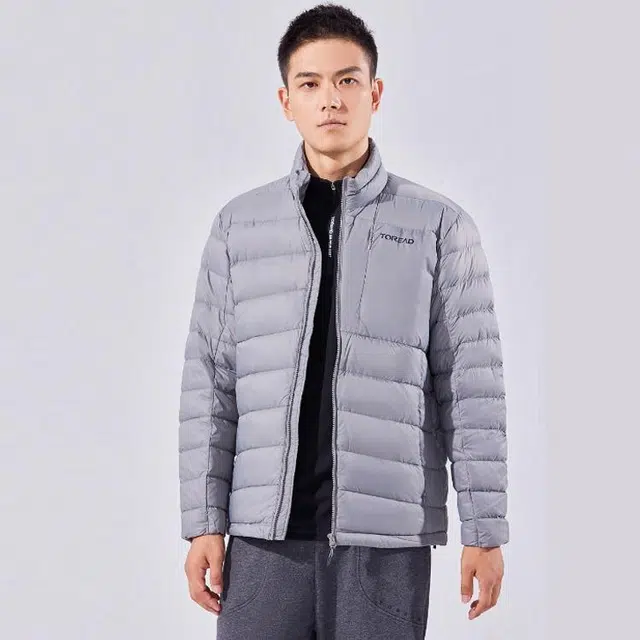 探路者 旅行户外系列 纯色立领拉链轻薄羽绒服外套 男款