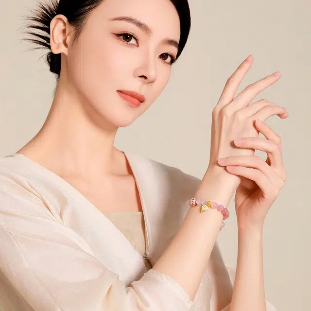 梦金园 新中式巴胺少女感手饰 创意渐变转运珠棒棒糖小方糖#好运 玉髓 手串 女款