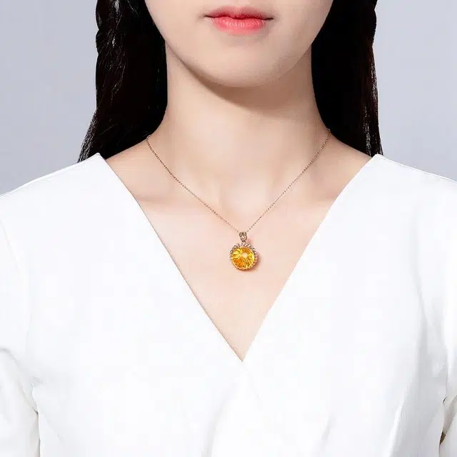 鸣钻国际 玫瑰金向日葵锁骨链  奢华高贵 热烈明魅 张扬自在 气质 #好运 水晶 项链 女款
