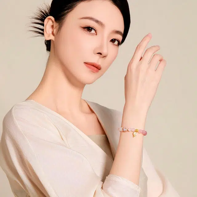 梦金园 新中式巴胺少女感手饰 创意渐变转运珠棒棒糖小方糖#好运 玉髓 手串 女款