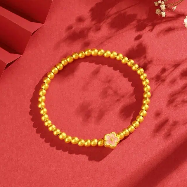 老凤祥 桃花 奢精致轻奢高级感小众百搭设计温柔时尚 可爱甜美表白恋爱 极简百搭优雅高贵显气质 足金 按克计价 黄金手串 女款