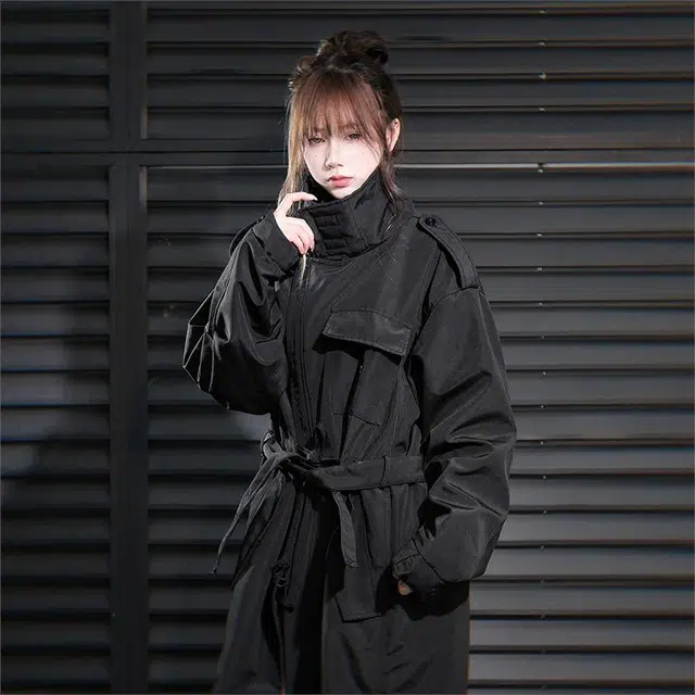 吉业重工 纯色单排扣立领夹克外套 男女同款