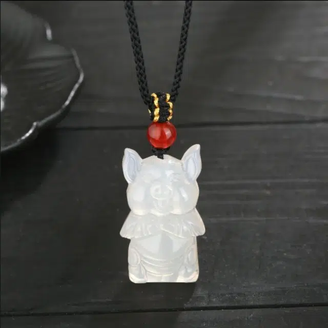 【清新脱俗】 帝苏行 猪事顺利 新中式国潮 吉祥如意平安顺遂 简约小众设计 玉髓 项链 女款