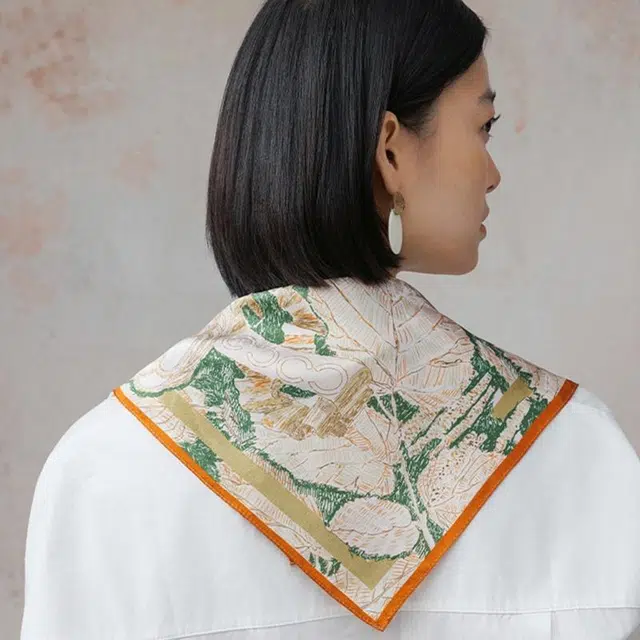 上海故事 艺术浪潮印花真丝小方巾高级感礼盒装 丝巾 女款