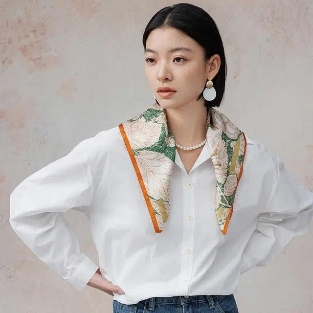 上海故事 艺术浪潮印花真丝小方巾高级感礼盒装 丝巾 女款