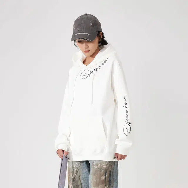 萌芽熊 字母连帽舒适百搭透气宽松卫衣 男女同款