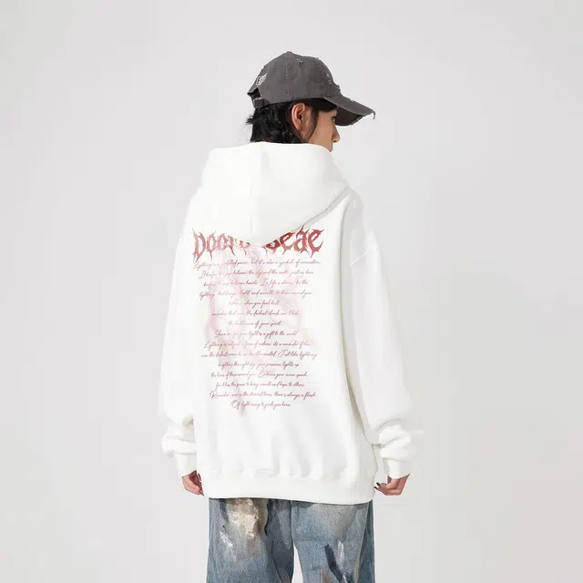 萌芽熊 字母连帽透气百搭宽松休闲卫衣 男女同款