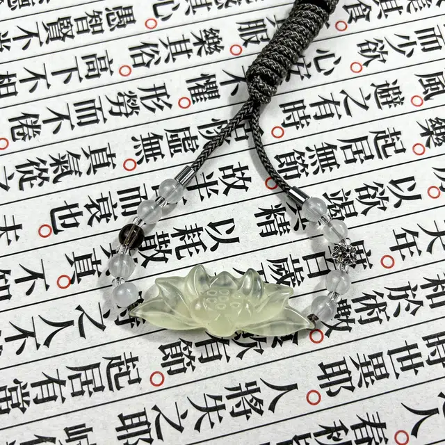唐之饰 {好运莲莲}新中式青莲 莲花吊坠精致优雅事事如意 平安好运女生配饰国风小众气质#好运 岫玉（蛇纹石玉） 玉石项链 女款