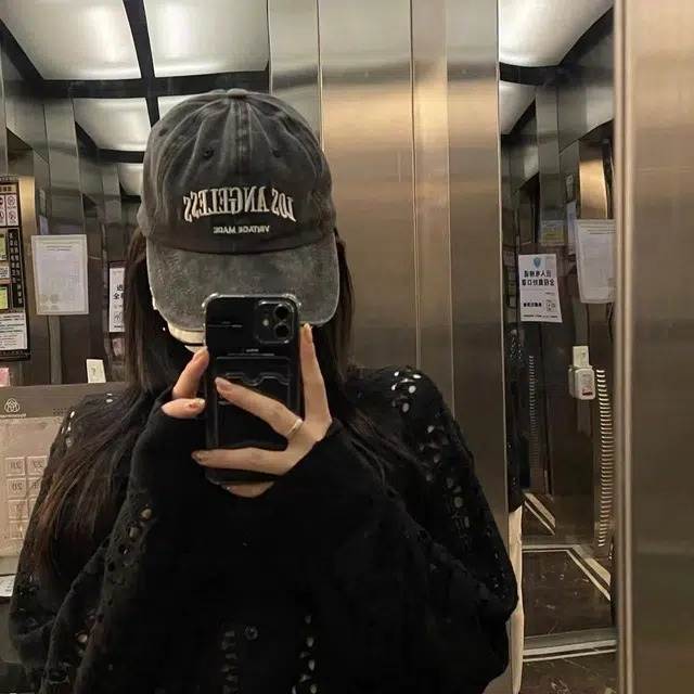 【洛杉矶Los Angeless美式】 攸委 水洗做旧刺绣软顶户外 潮牌春夏季大头围显脸小复古灰黑色防晒 棉 鸭舌帽 男女同款情侣款