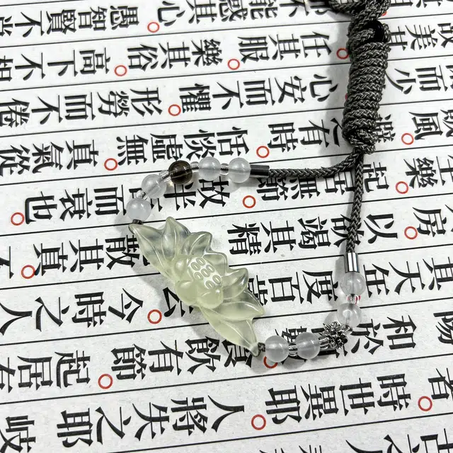 唐之饰 {好运莲莲}新中式青莲 莲花吊坠精致优雅事事如意 平安好运女生配饰国风小众气质#好运 岫玉（蛇纹石玉） 玉石项链 女款