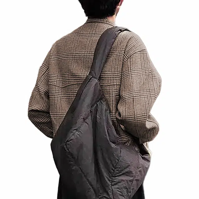 袋鼠 美式复古千鸟格短款小香风立领高级夹克外套 男女同款 棕色