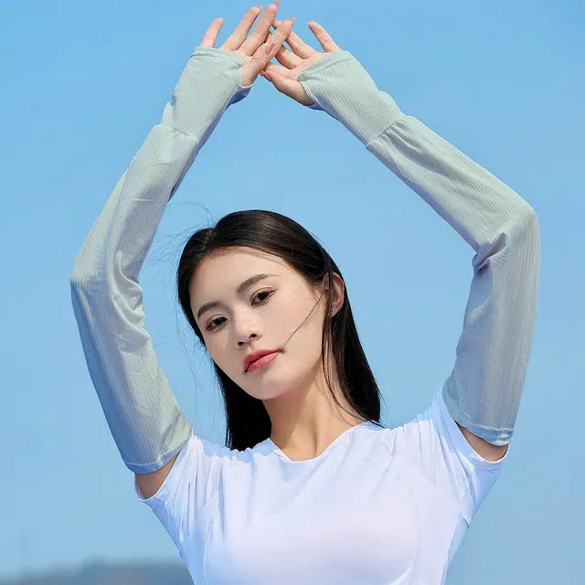 上海故事 出行遮阳灯笼袖透气开车骑车登山遮阳护臂显瘦速干 聚酯纤维 氨纶 防晒袖 女款