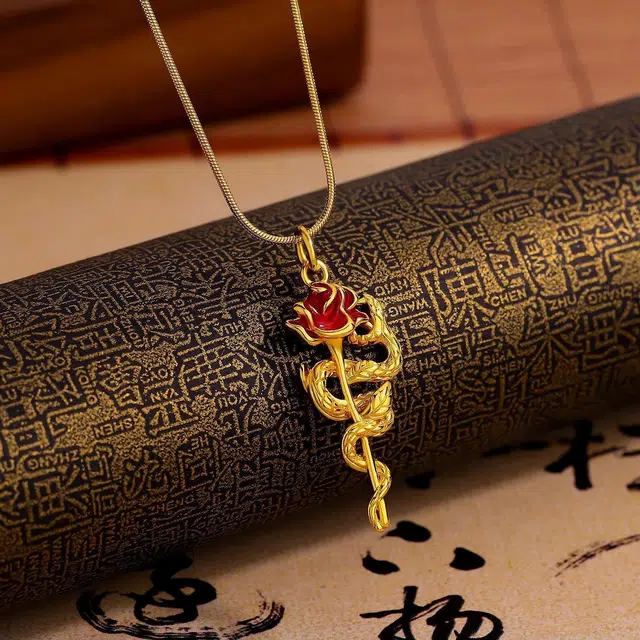 爱骊 灵蛇玫瑰花 轻奢时尚 招财纳福 小众高级感设计 简约温柔浪漫 合金 项链 女款