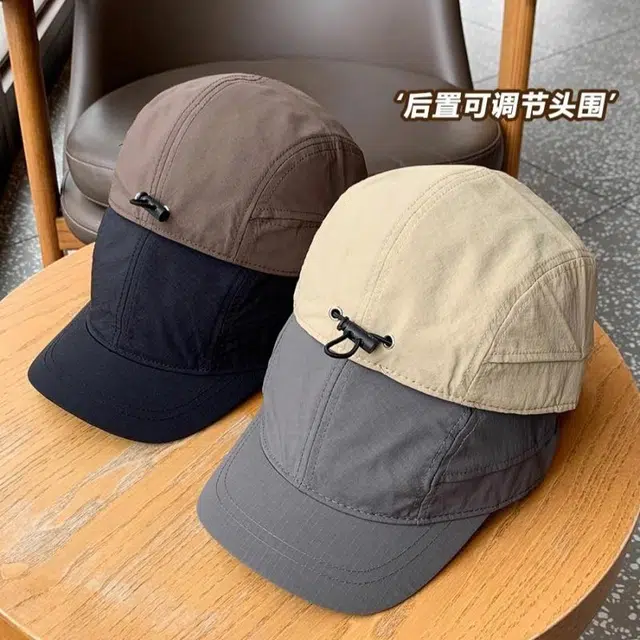 钓鱼熊 夏季速干透气鸭日系街头风复古五片帽时髦短檐 棉 鸭舌帽 男女同款情侣款