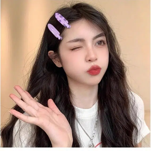 丹琴 甜美可爱少女侧边碎发边夹彩色无痕鸭嘴夹前额刘海夹子发卡 合金 发夹 女款