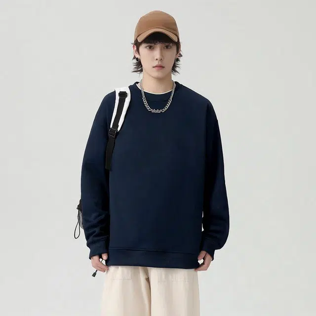 【dme】 简约美式重磅宽松圆领套头长袖舒适卫衣 男女同款
