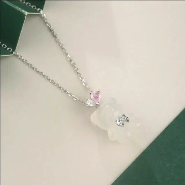 【冰清玉洁】 帝苏行 熊宝晶梦 新中式国潮 吉祥如意平安顺遂 好运 简约小众设计 玉髓 项链 女款