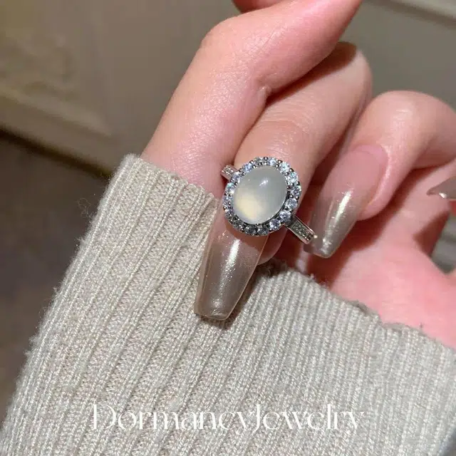 识恩 简约精致轻奢复古国风气质优雅小众清冷高级感白月光女神#好运 玉髓 戒指 女款