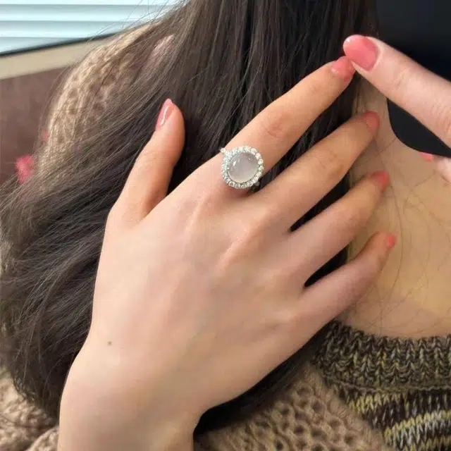 识恩 简约精致轻奢复古国风气质优雅小众清冷高级感白月光女神#好运 玉髓 戒指 女款